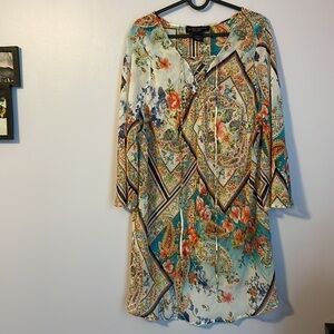 Isabel Hayley Patchwork Floral Paisley Tunic Semi to Sheer Blouse size 1X
